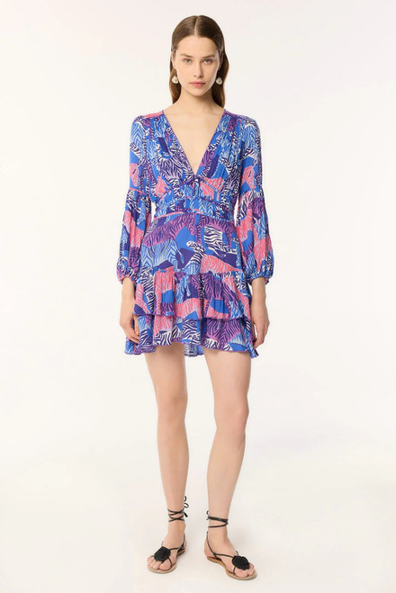 Chiara V Mini Dress - Blue Ashanti